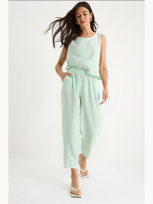 Mouwloze blouse met ronde hals en carrof fıt-broek set lucci - Kiabi