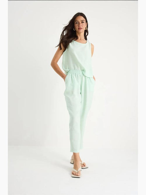 Mouwloze blouse met ronde hals en carrof fıt-broek set lucci - Kiabi