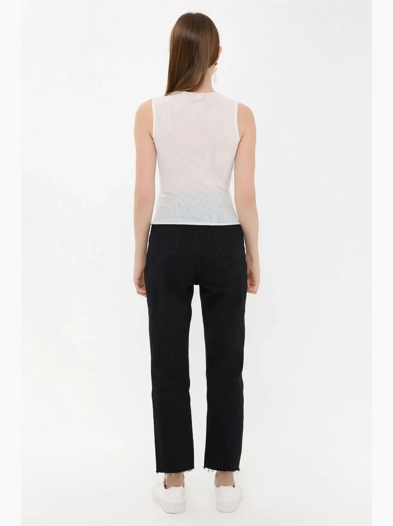 Mouwloze blouse met ronde hals hiccup Wit - Kiabi
