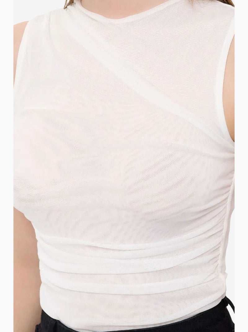 Mouwloze blouse met ronde hals hiccup Wit - Kiabi
