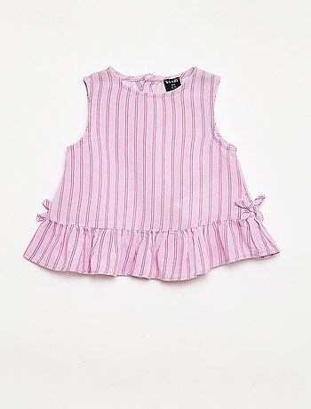 Mouwloze blouse met ruches en strikken