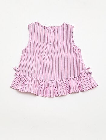 Mouwloze blouse met ruches en strikken