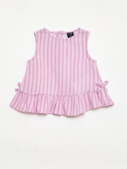 Mouwloze blouse met ruches en strikjes - Kiabi