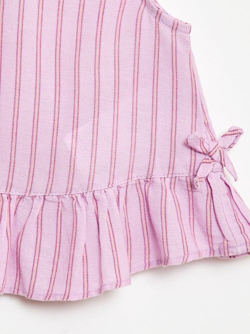 Mouwloze blouse met ruches en strikjes - Kiabi