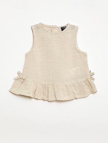 Mouwloze blouse met ruches en strikken