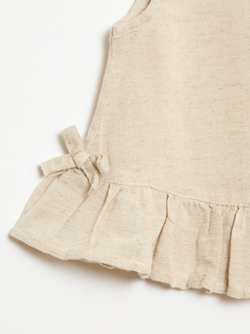 Mouwloze blouse met ruches en strikken Beige - Kiabi