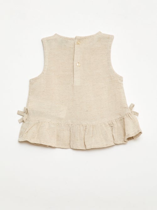 Mouwloze blouse met ruches en strikken - Kiabi