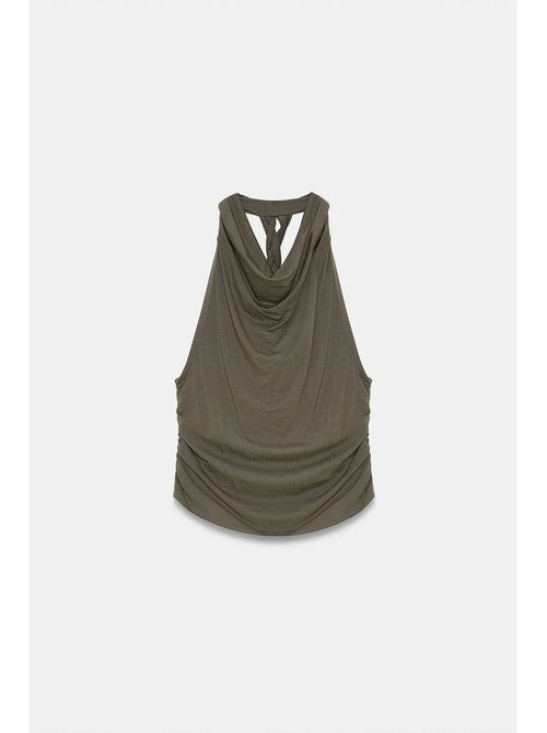 Mouwloze blouse met watervalhals en open rug dilvin - Kiabi