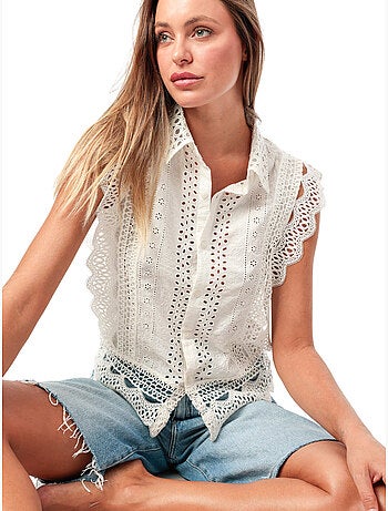 Mouwloze blouse royal