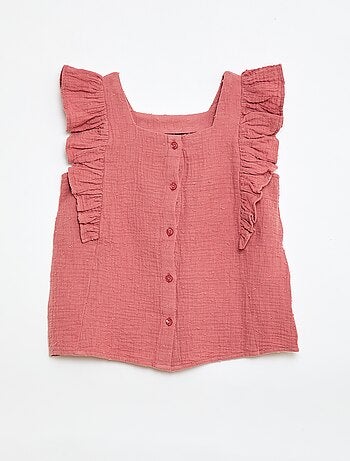 Mouwloze blouse van dubbel katoengaas