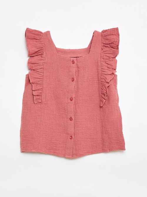 Mouwloze blouse van dubbel katoengaas - Kiabi