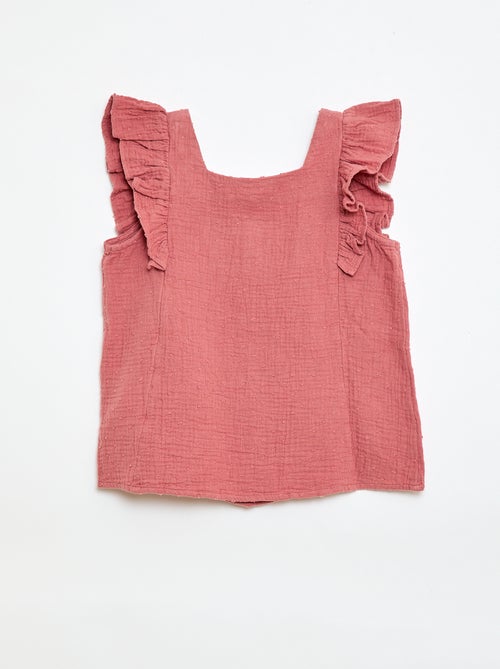 Mouwloze blouse van dubbel katoengaas - Kiabi