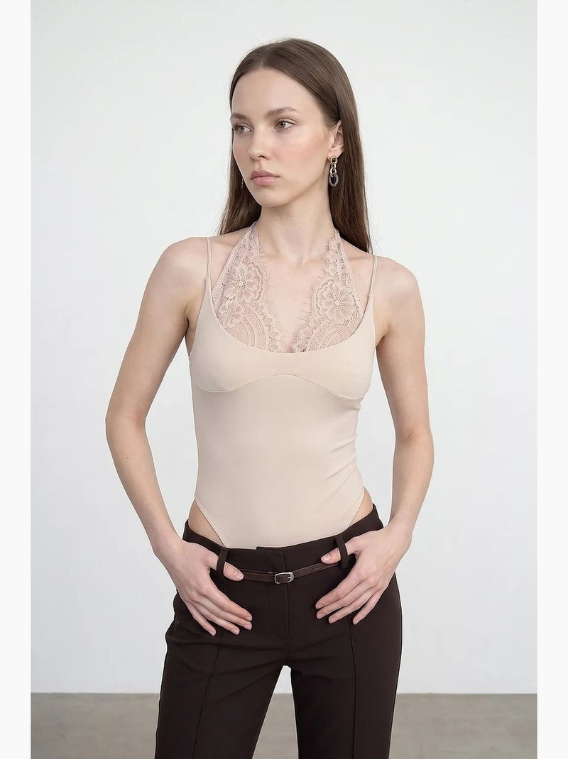 Mouwloze body met borduursel en uitsparingen dilvin Klei-beige - Kiabi