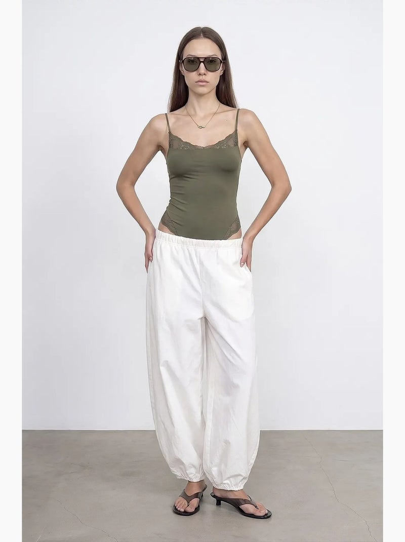 Mouwloze bodyblouse van kant, slim fit dilvin Kaki - Kiabi