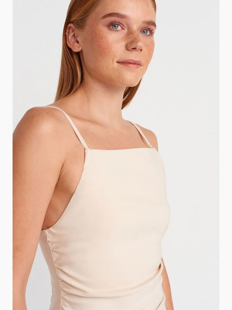 Mouwloze bodycon midi-jurk dilvin Crème - Kiabi