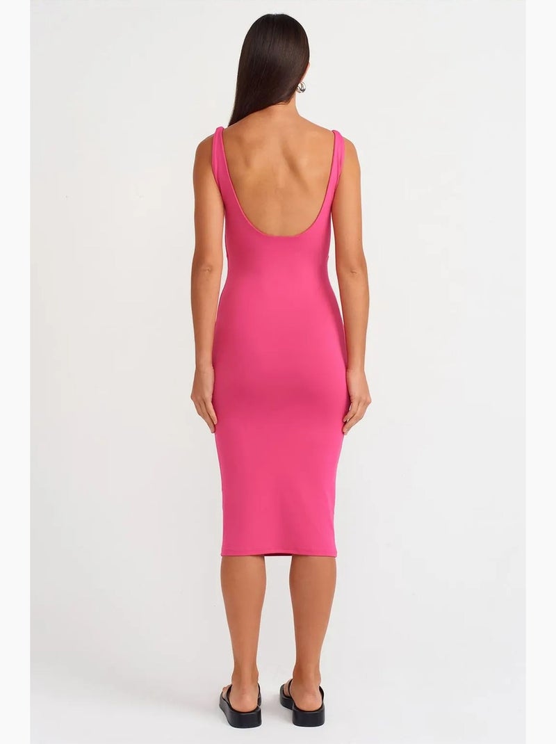 Mouwloze bodycon midi-jurk dilvin Fluorroze/Solinotes - Kiabi