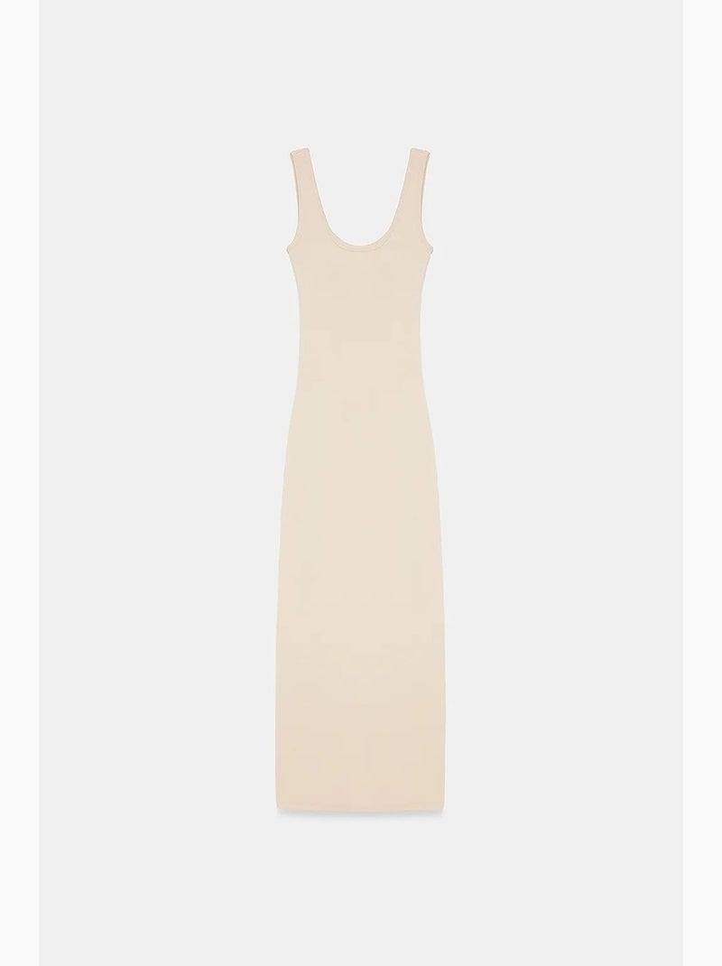 Mouwloze bodycon midi-jurk dilvin Klei-beige - Kiabi