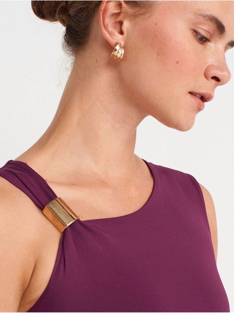 Mouwloze bodycon midi-jurk met accessoiredetail dilvin Paars - Kiabi