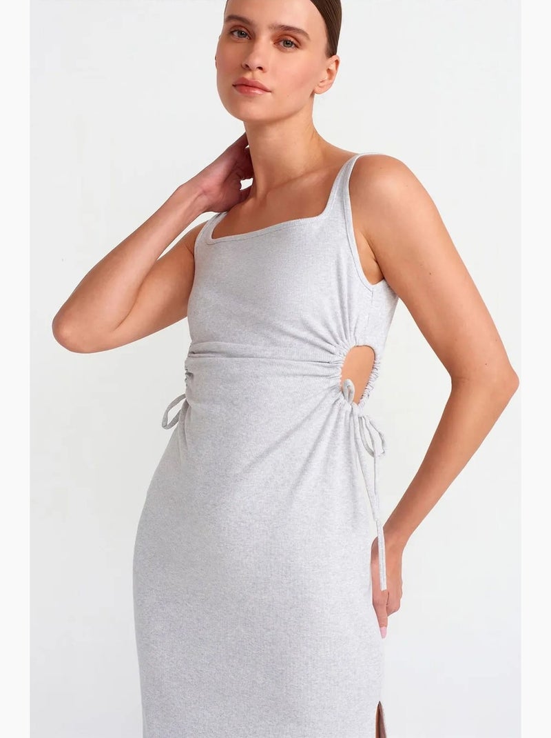 Mouwloze bodycon midi-jurk met cut-out dilvin Lichtgrijs - Kiabi