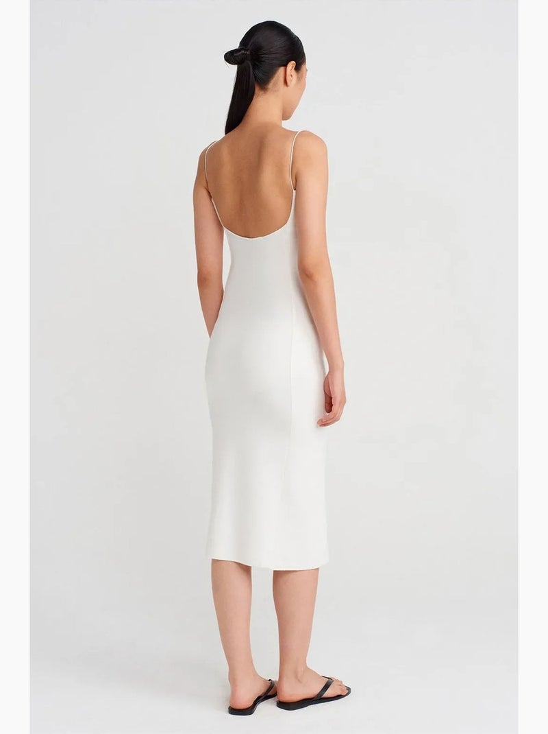 Mouwloze bodycon midi-jurk met uitsnijding dilvin Wit - Kiabi