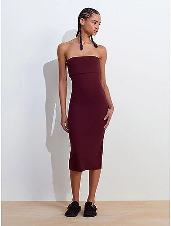 Mouwloze bodycon midi-jurk zonder bandjes dilvin