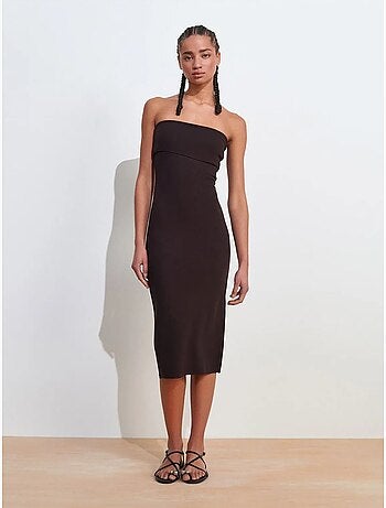 Mouwloze bodycon midi-jurk zonder bandjes dilvin
