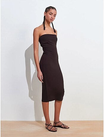 Mouwloze bodycon midi-jurk zonder bandjes dilvin