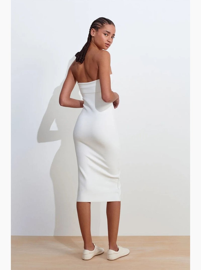 Mouwloze bodycon midi-jurk zonder bandjes dilvin Wit - Kiabi