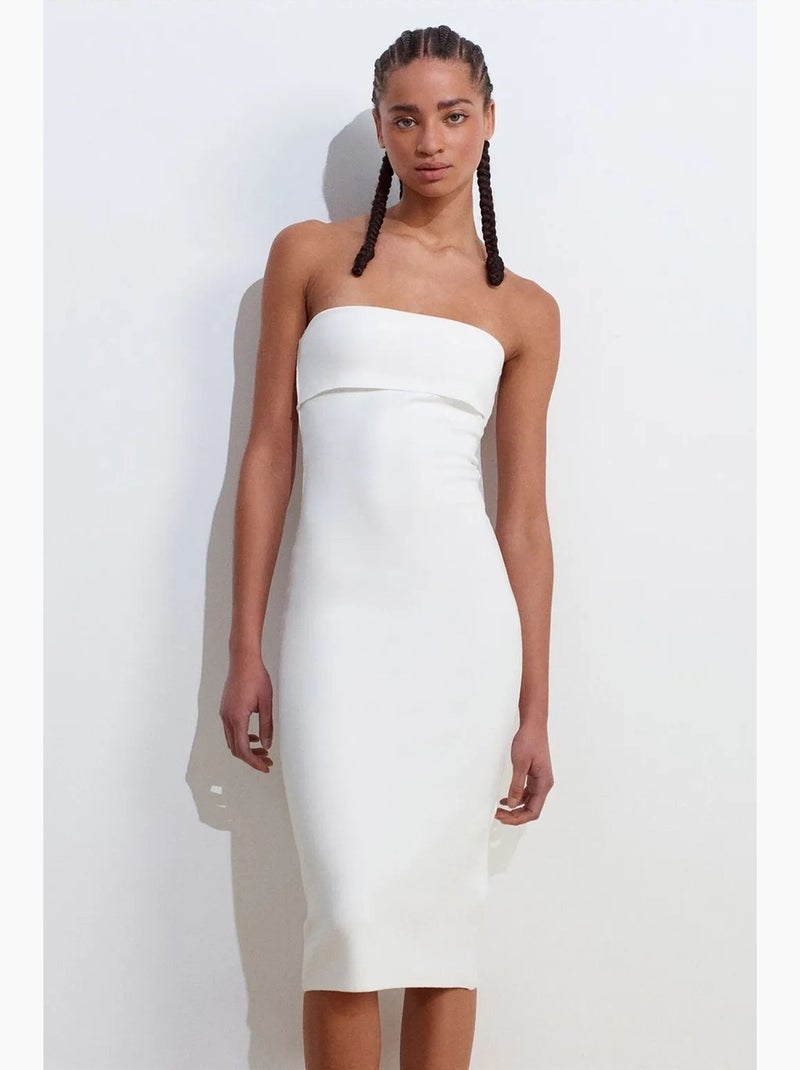 Mouwloze bodycon midi-jurk zonder bandjes dilvin Wit - Kiabi
