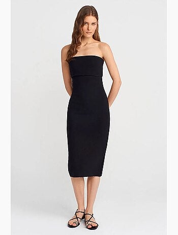 Mouwloze bodycon midi-jurk zonder bandjes dilvin