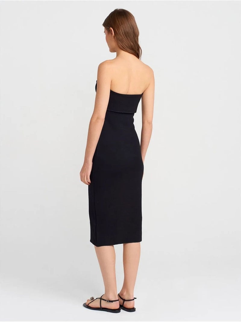 Mouwloze bodycon midi-jurk zonder bandjes dilvin Zwart - Kiabi