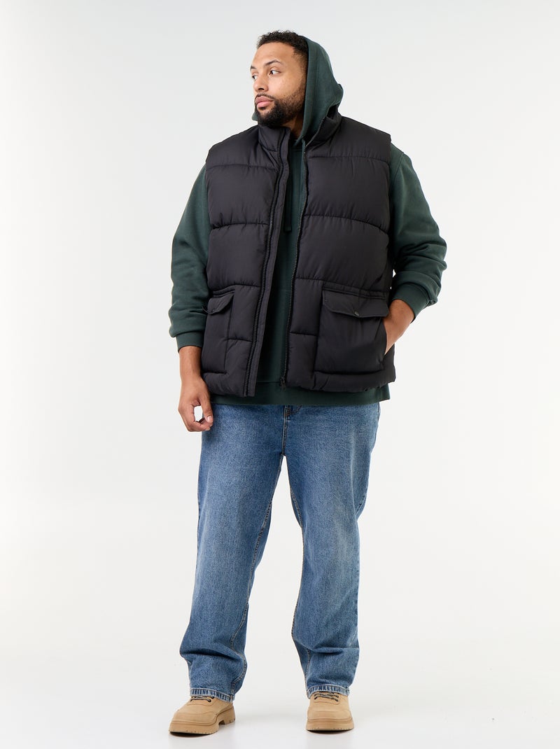 Mouwloze bodywarmer gevoerd met fleece Zwart - Kiabi