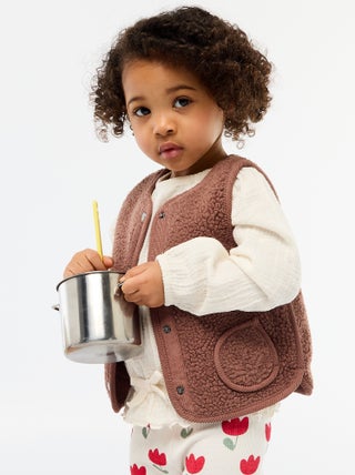 Mouwloze bodywarmer met schapenvachteffect