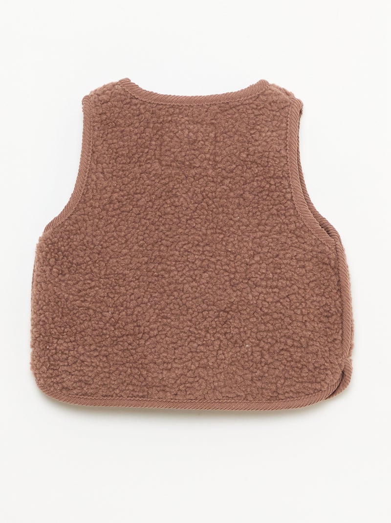Mouwloze bodywarmer met schapenvachteffect Bruin - Kiabi