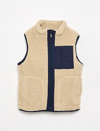 Mouwloze bodywarmer met schapenvachteffect