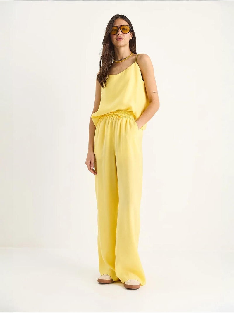 Mouwloze camisole en wijde broek (combinatieset) lucci Citroengeel - Kiabi