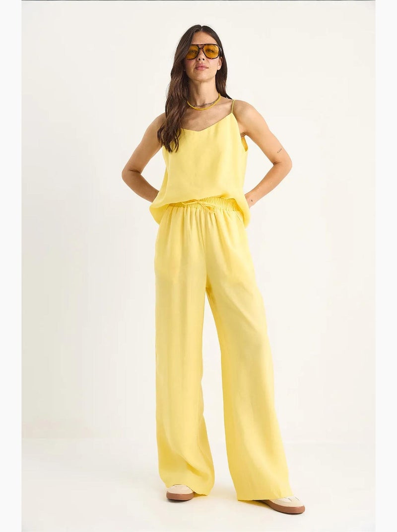 Mouwloze camisole en wijde broek (combinatieset) lucci Citroengeel - Kiabi