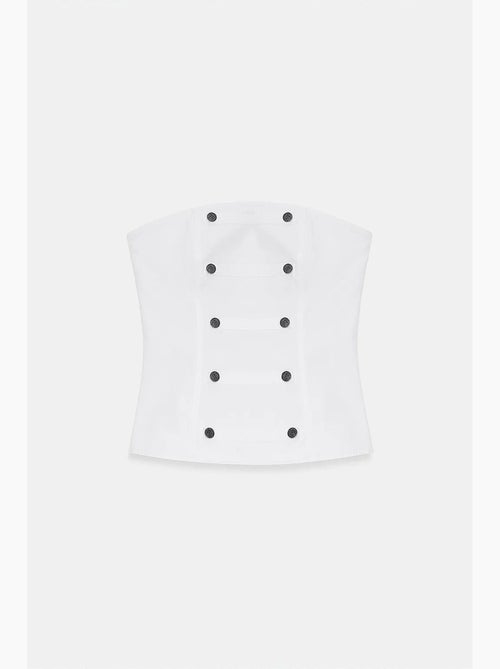 Mouwloze corsetblouse van katoenpopeline zonder bandjes dilvin - Kiabi