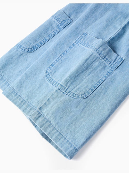 Mouwloze denim jumpshort met bloemenbandjes - Kiabi
