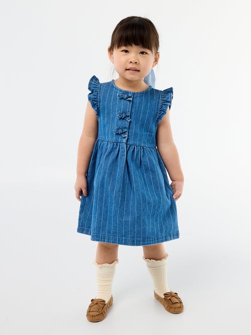 Mouwloze denim jurk met sierknopen - Kiabi