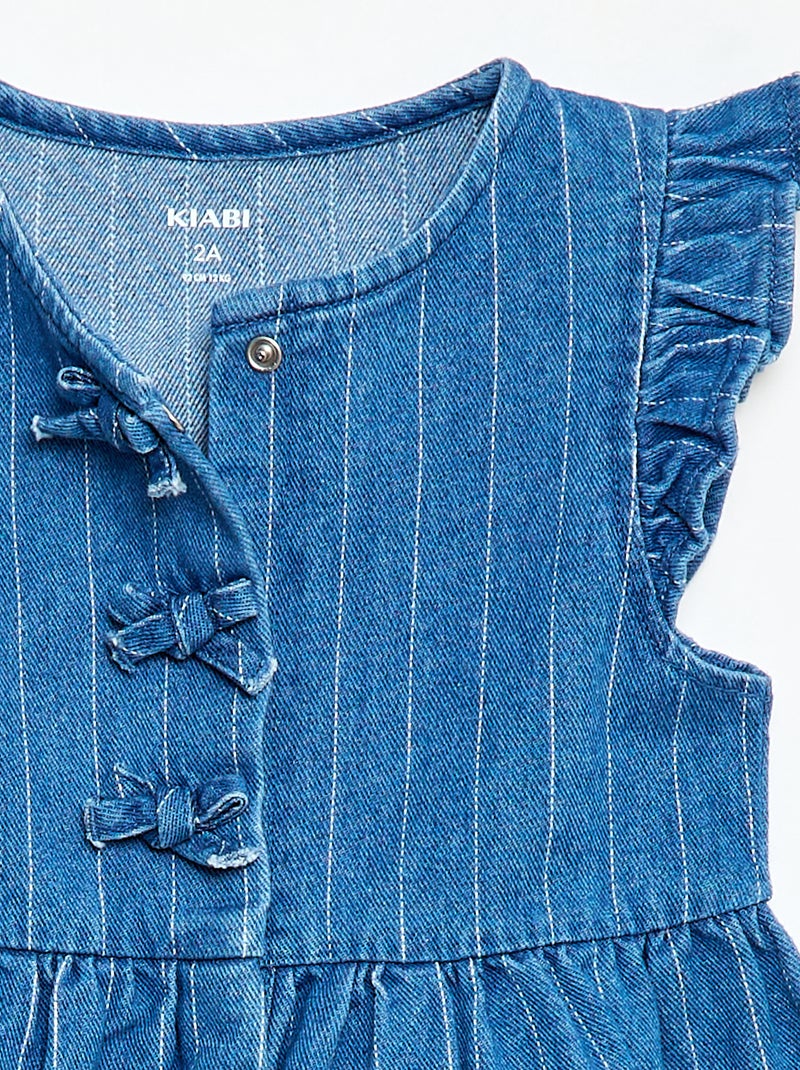 Mouwloze denim jurk met sierknopen Blauw - Kiabi