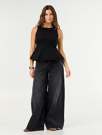 Mouwloze denimblouse