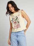 Mouwloze Disney-top met Mickey-print BIEGE - Kiabi