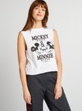 Mouwloze Disney-top met Mickey-print WIT - Kiabi
