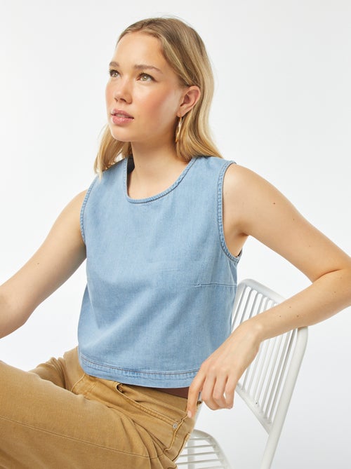 Mouwloze, effen croptop - Kiabi