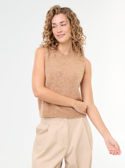 Mouwloze effen trui van warme tricot - Kiabi