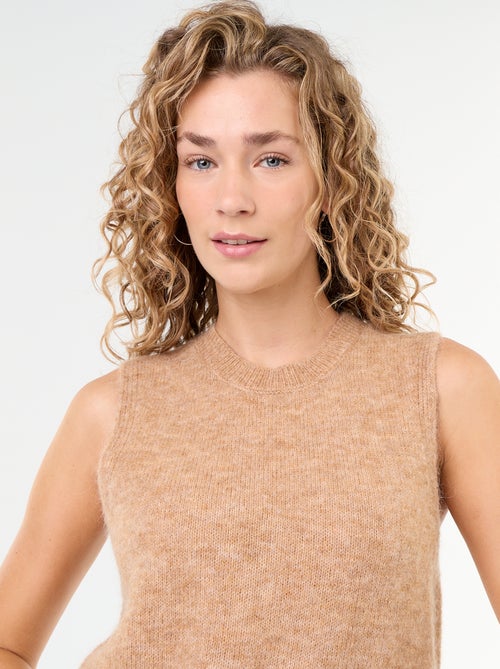 Mouwloze effen trui van warme tricot - Kiabi