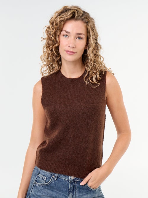Mouwloze effen trui van warme tricot - Kiabi