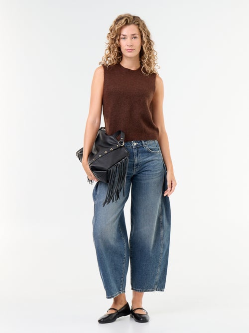 Mouwloze effen trui van warme tricot - Kiabi