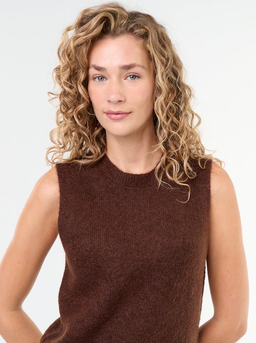 Mouwloze effen trui van warme tricot - Kiabi